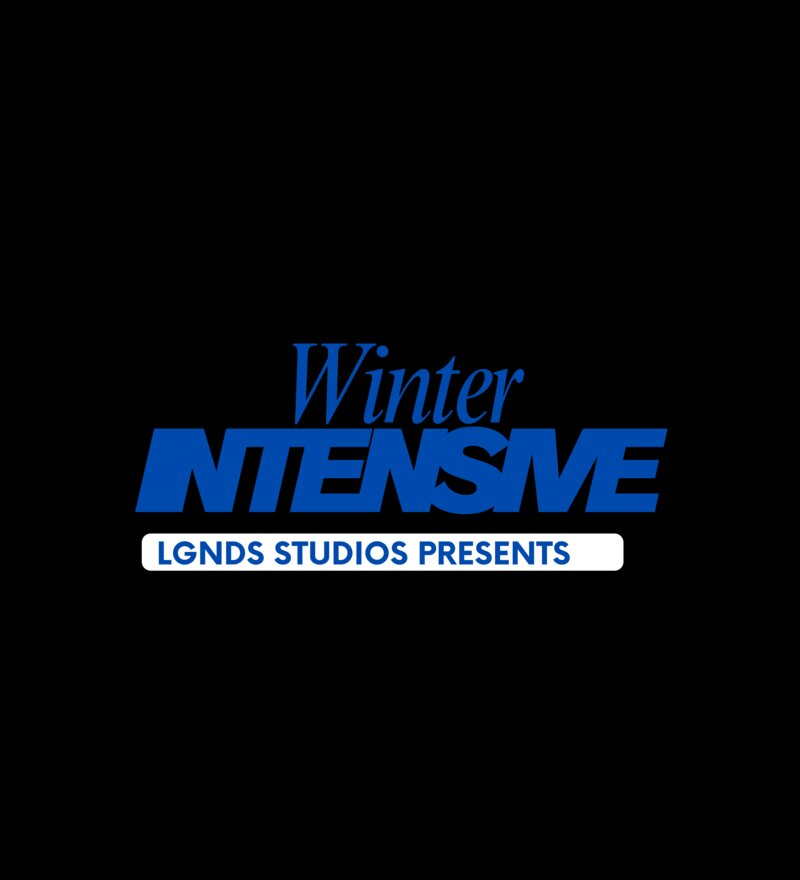 LGNDS Studios presents Winter Intensive, in blue lettering on a black background